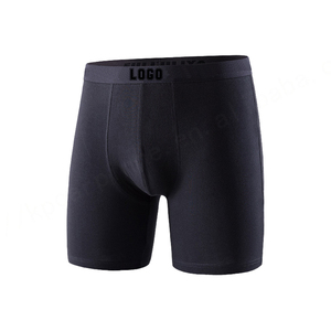 Ropa interior de alta calidad para hombre, Bóxer clásico cómodo a la moda de Color sólido, pantalón largo transpirable de tiro medio para hombre - Product Image 3