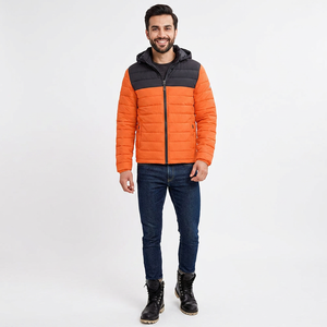 Chaqueta Acolchada Impermeable de Lona Recubierta para Hombre, Diseño Urbano, Talla Ajustable, Estilo Casual, Cuello Alto con Cremallera - Product Image 1