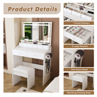 Nouvelle grande coiffeuse miroir pour chambre à coucher, ensemble de coiffeuse moderne avec 5 tiroirs, table de maquillage réglable pour chambre
