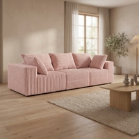 Canapé-lit modulaire en velours côtelé rose de style japonais avec éponge haute densité