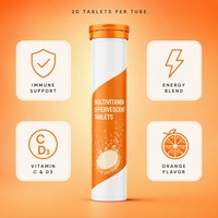 Comprimés effervescents de vitamine C OEM, complément multivitaminé, 20 comprimés/flacon