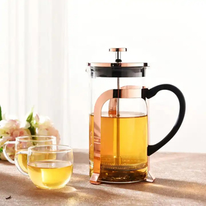 Logo personnalisé <span class=keywords><strong>de</strong></span> style classique OEM or rose acier inoxydable métal cafetière à thé presse française - Product Image 2