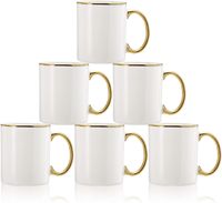 Mug en céramique plaqué or 11 oz avec impression de logo personnalisée, finition brillante, vierge pour sublimation, transfert thermique, sans BPA, sans danger pour les aliments, compatible lave-vaisselle