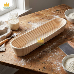 Wholesale Oval Banneton Proofing <b>Basket</b> Natural Rattan Sourdough <b>Bread</b> Baking <b>Basket</b> Handmade Dough Rising Bowl - Product Image 3