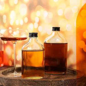 Bouteilles en verre transparentes à bouchon à vis plates de 200 ml, 350 ml, 500 ml pour le vin, la bière, les spiritueux, la tequila, le café et le jus - Product Image 5