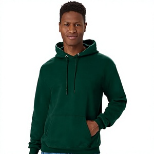Sudadera con Capucha de Forro Polar para Hombre, Color Sólido, Corte Regular, Diseño Casual con Bolsillos, Verde - Product Image 1