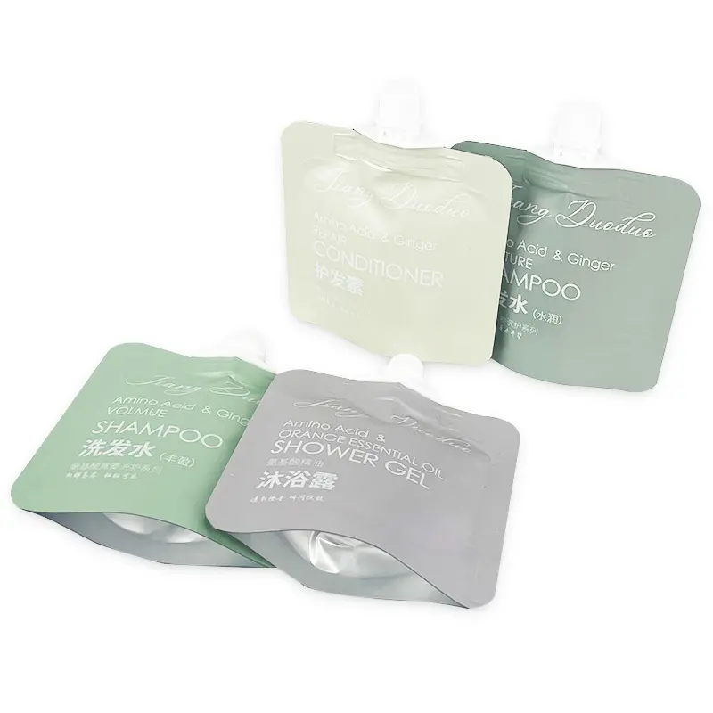 Hoge Kwaliteit Op Maat Bedrukte Kleine Tuit Plastic Verpakking Zak Voor Badcrème Verpakking Zak Shampoo Verpakking Zak