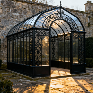 <span class=keywords><strong>Serre</strong></span> victorienne avec structure en <span class=keywords><strong>fer</strong></span> <span class=keywords><strong>forgé</strong></span> et toit en verre incurvé, architecture classique pour les jardins modernes - Product Image 2