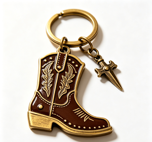 <b>Custom</b> Logo Metal Enamel Cowboy Boot <b>Keychain</b> Vintage Alloy Keyring Souvenir Pendant for Gift and Promotion - Product Image 1