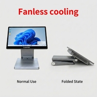 Terminal POS Plegable de Aluminio con Pantalla Táctil de 15.6 Pulgadas, Enfriamiento Pasivo sin Ventilador, Resistente al Agua y al Aceite para Comercio Minorista