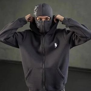 Sudadera con Capucha y Estampado Urbano para Hombre con Diseño de Cremallera, Estilo <span class=keywords><strong>Ninja</strong></span> Personalizado y Pasamontañas - Product Image 1