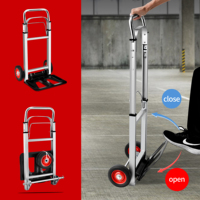 Chariot pliant robuste 80 kg à deux roues en caoutchouc, chariot de manutention en aluminium/acier pour le transport de marchandises