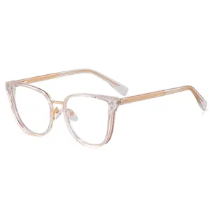 Ms 81503 Modieuze Dames Cat Eye Optische Bril Kleurrijk Ontwerp Tr90 Metalen Frame Anti-Blauw Licht Bril Aangepast Logo