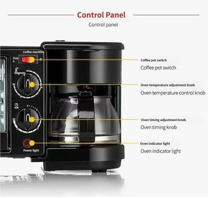 Four à café, grille-pain et barbecue électrique multifonction 3-en-1 1000W 110V-220V pour petit-déjeuner - Product Image 5