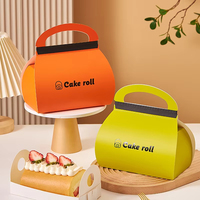 Logotipo personalizado Rectángulo Embalaje Bento Fancy Regalo de lujo Mousse Caja de lujo Rollo de pastel con asa