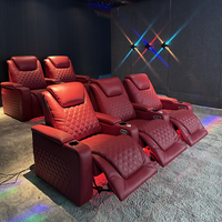 Luxus Diamant stich 3-Sitzer Heimkino Möbel Leder Liege Villa Media Room Functional Movie Studio Kino Sofa Set