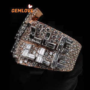GEMLOVE แหวนค็อกเทลชุบทองคำสีโรสโกลด์พร้อมดีไซน์ตัวอักษรแบบฝังเพชรเครื่องประดับปาร์ตี้สุดหรูสำหรับทุกเพศ - Product Image 4