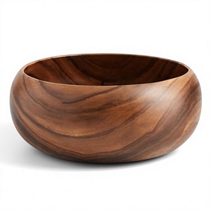 Bol à salade en bois classique, design naturel, écologique, pour service de fête, cuisine domestique, cadeaux et décoration - Product Image 1