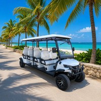 Carrito de Golf Eléctrico de 8 Pasajeros con Batería de Litio, Asientos de Cuero PU de Alta Resistencia, Carrito de Golf Eléctrico para Turismo