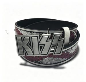 KISS バンド ヒップホップ スタイル 合金プレート バックル ベルト 熱転写プリント ユニセックス ファッション アクセサリー 幅 3.8 センチメートル 長さ調節可能 - Product Image 3