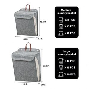 Panier à linge suspendu pliable multifonctionnel, panier à linge, organisateur de vêtements sales, panier de rangement pour vêtements - Product Image 6