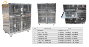 EUR <span class=keywords><strong>PET</strong></span> di lusso classico grande gabbia veterinaria in acciaio inossidabile per gatti e cani - Product Image 6