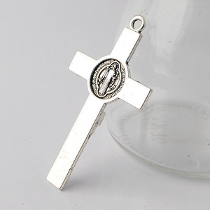 55x30mm 아연 합금 엔틱 실버 도금 성 베네딕토 십자가 어린이 패션 펜던트 - Product Image 2