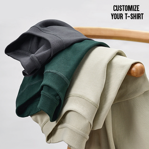 T-shirt col montant 100 % coton 280 GSM personnalisé exclusif, T-shirt oversize imprimé épais, T-shirt blanc uni vierge pour homme - Product Image 4