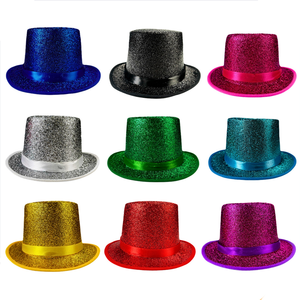 Sombrero de copa plateado con banda de satén, sombrero de fiesta unisex para actuaciones en escenarios de festivales - Product Image 5