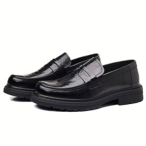Chaussures en cuir pleine fleur pour hommes, nouvelle collection printemps, chaussures en cuir décontractées pour hommes, chaussures en cuir véritable haut de gamme à semelle épaisse - Product Image 3
