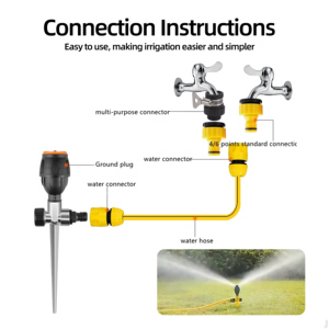 Arroseur automatique bidirectionnel pour jardin, buse de jardin à rotation 360°, système d'irrigation automatique pour pelouse, portée de pulvérisation de 65 pieds - Product Image 4