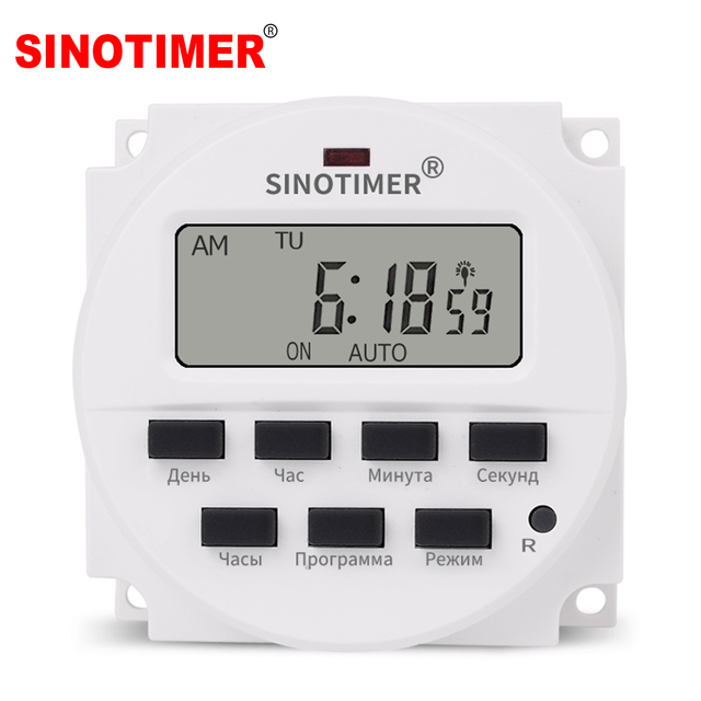 SINOTIMER TM618s 7-Day Programmable Timer - 1 Second Control, 16A 3600W, Voltage Output, 5/12/24VDC 110/230VAC Input Time Switch