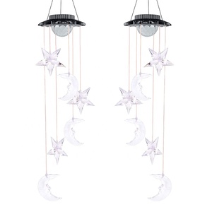 Lampe solaire led, carillons éoliens, différentes couleurs, en forme d'étoile de lune, lampe d'extérieur, carillon éolien - Product Image 6