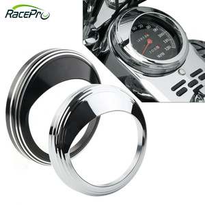 RACEPRO <span class=keywords><strong>moto</strong></span> 5 pouces noir Chrome aluminium visière compteur de vitesse jauge <span class=keywords><strong>lunette</strong></span> couverture garniture anneau pour Harley Softail FXST - Product Image 1