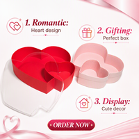 Boîte cadeau en carton rose et noir en forme de cœur pour la Saint-Valentin, emballage pour fleurs avec couvercle transparent en PVC
