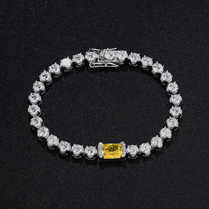 Bracelet Diamant Fleur de Glace, Design Niche Ins, Incrustation de Diamants Jaunes et Roses, Argent S925, Tendance Luxe Léger, Élégance Simple - Product Image 3