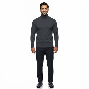Pulls d'hiver pour hommes Casual Turtle Neck Solid Color Quality Warm Slim Turtleneck Sweaters Pullover Men Wholesale Price - Product Image 1