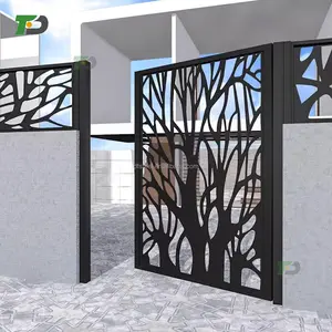 DF栅栏栅格门定制粉末涂层铝门设计花园铝栅栏和门户外最新大门
