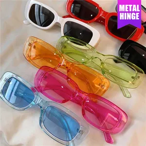 DOISYER 2022 Transparent Frame Rectangle Sun Glasses UV400 Candy Color Shades Retro Women Sunglasses