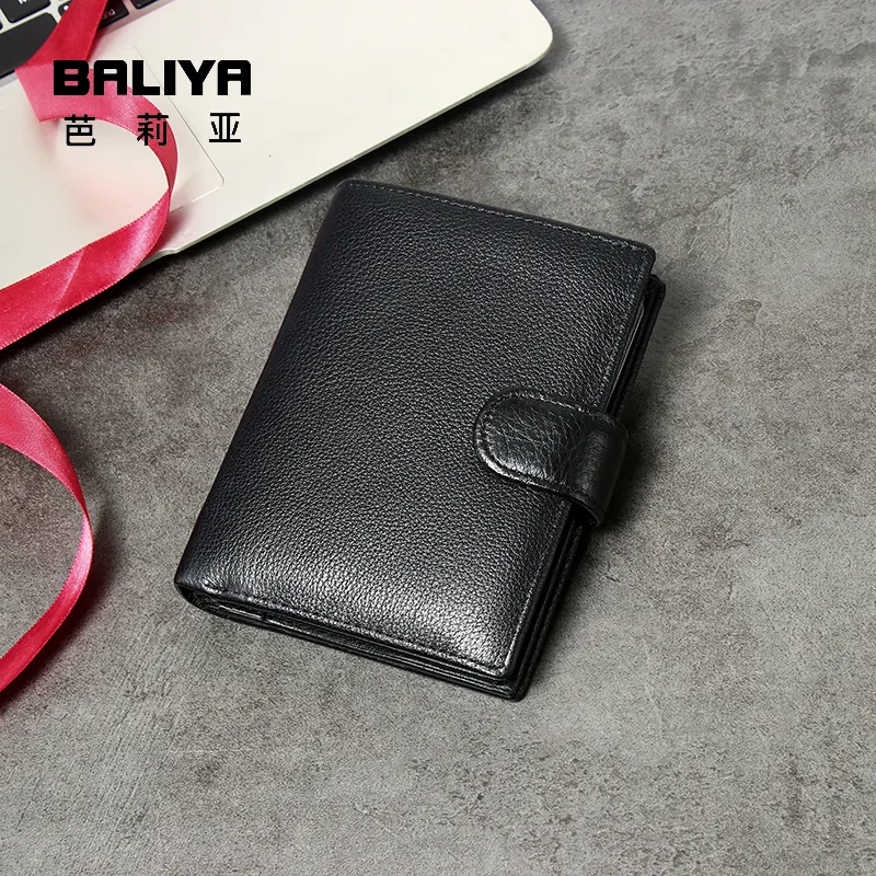 BALIYA Full Grain Leather Premium Wallet Men Wholesale Cowhide Leather Passport Wallet Man