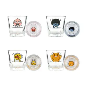 كوب زجاجي كوري صغير بعلامة تجارية مخصصة بعدد 2 أونصة من soju من المصنع مع عينات مجانية بجودة عالية