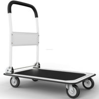 Carretilla Plegable Reforzada con Plataforma Plana y Mango de Empuje para Ahorro de Espacio