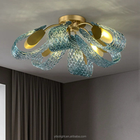 Luminaire moderne en verre bleu, design floral créatif, pour chambre à coucher, salle à manger, salon