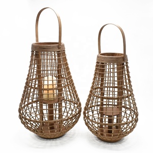 Hot Selling Home Deco Craft Natural Vintage Rustic <strong>Large</strong> Decorative Handmade Rattan Weaving Storm <strong>Lantern</strong> Bamboo Candle <strong>Lantern</strong> - Product Image 2