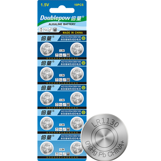 1.5v Ag10 Lr54 189 Lr1130 389a Alkaline Button Cell Watch Battery