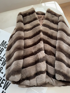 Loose Korean Striped Thick <strong>Fur</strong> Coat Full Leather <strong>Beaver</strong> Real Rex Rabbit <strong>Fur</strong> Coat for Women, - Product Image 3