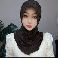 Voile instantané en éponge douce, forme fantaisie, orné de cristaux, style décontracté et simple, pour femmes musulmanes, style Dubaï