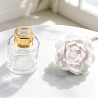 Diffuseur d'huiles essentielles de luxe 50 ml en verre, parfumé, avec fleur en céramique et porcelaine, pour la maison