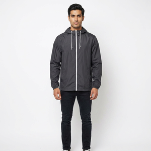Veste coupe-vent légère et imperméable en toile 100 % coton pour homme Finer Threads, avec logo frontal, col montant et fermeture éclair, idéale pour l'automne - Product Image 1
