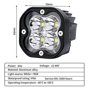 Faro LED Cuadrado de 40W y 3 Pulgadas para Motocicleta, 4 Lentes, Resistente al Agua, Modelo MO-230, 1 Año de Garantía para Autos y Camiones - Product Image 2